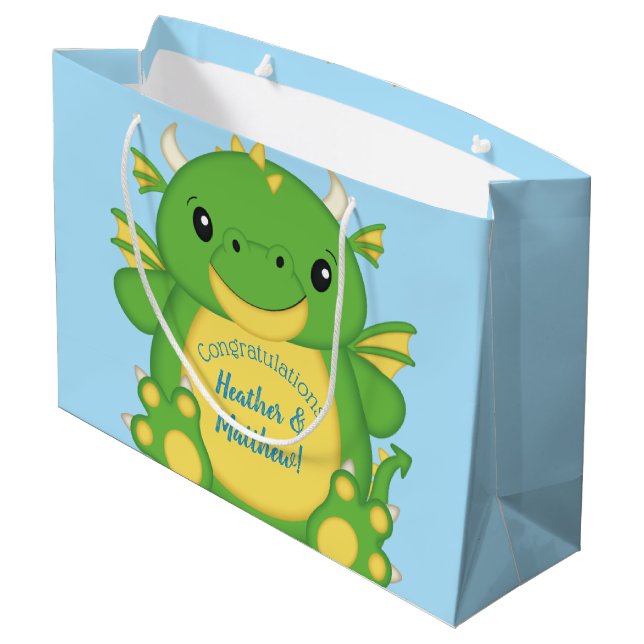 Bolsa De Regalo Grande Dragon Baby Shower Blue (Angulo reverso)