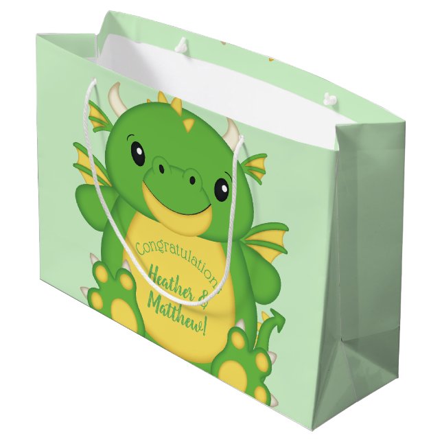 Bolsa De Regalo Grande Dragon Baby Shower Green (Angulo reverso)