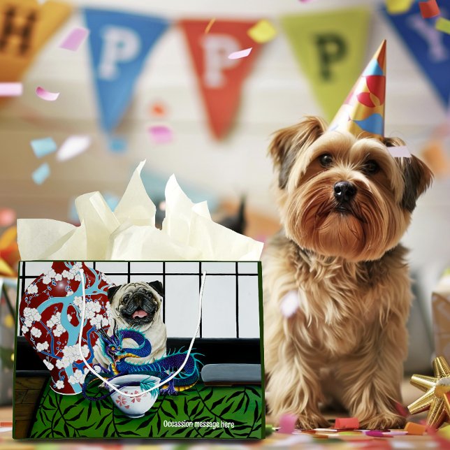 Bolsa De Regalo Grande Dragón chino de perro de pug (Subido por el creador)