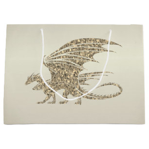 Bolsa De Regalo Grande Dragón de mosaico asombroso oro