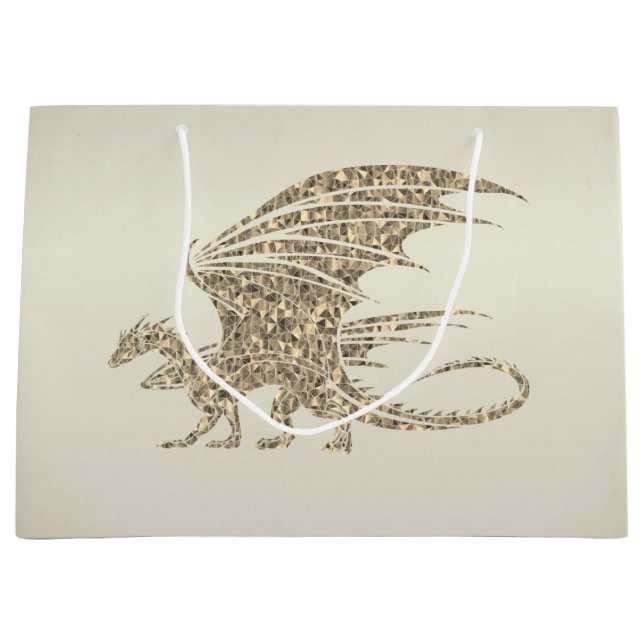 Bolsa De Regalo Grande Dragón de mosaico asombroso oro (Anverso)