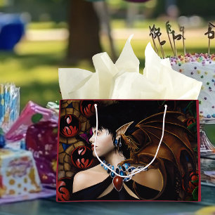 Bolsa De Regalo Grande Dragón Elfo Místico Compañero Mariposa Fantasía