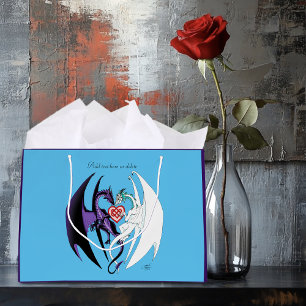 Bolsa De Regalo Grande Dragones Amor Corazón Azul