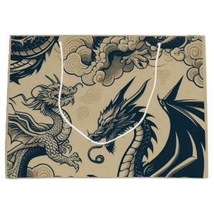 Bolsa De Regalo Grande Dragones anticuados de fantasía