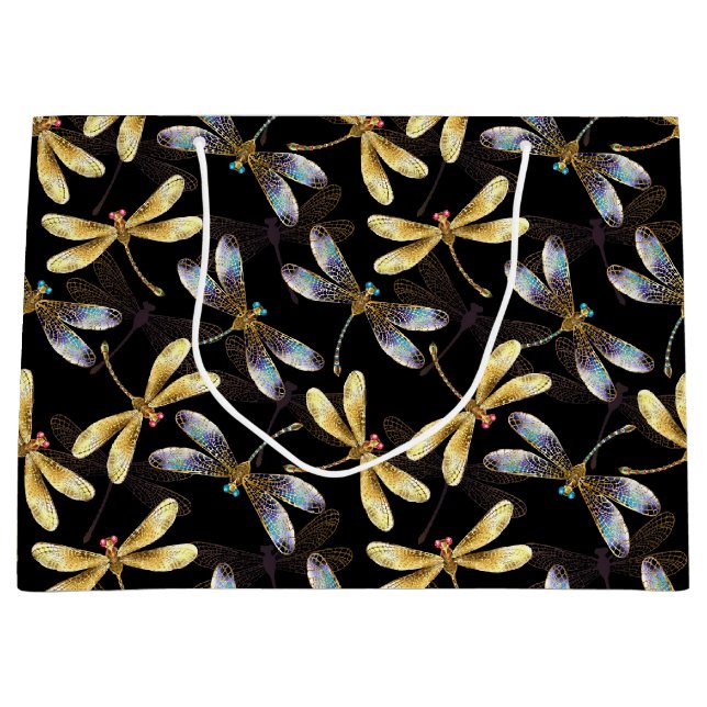 Bolsa De Regalo Grande Dragonflies Gold Y Sliver (Anverso)