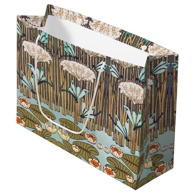 Bolsa De Regalo Grande Dragonflies Water Lilies Marsh Art Nouveau (Angulo Anverso)
