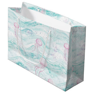 Bolsa De Regalo Grande Dreamy Watercolor Jellyfish Ocean Pattern (4)