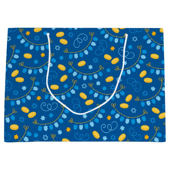 Bolsa De Regalo Grande Dreidels de Janucá (Anverso)