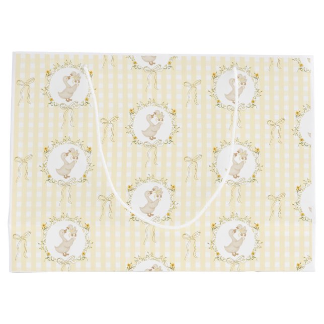 Bolsa De Regalo Grande Ducha de bebé de flores silvestres de gingham amar (Reverso)