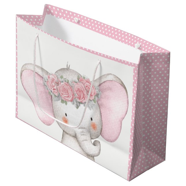 Bolsa De Regalo Grande Ducha de Bebé Elefante Bebé Niña (Angulo Anverso)