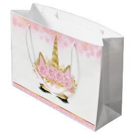 Bolsa De Regalo Grande Ducha de Bebé Unicornio de Oro Rosa