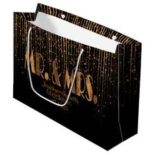 Bolsa De Regalo Grande Ducha de cobre de oro y negro de la estrella