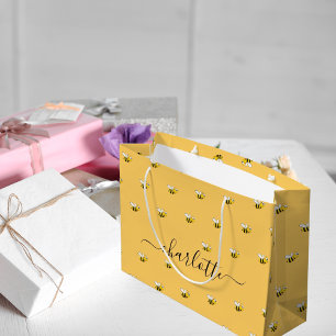 Bolsa De Regalo Grande Ducha de novia adorable abejas felices monograma