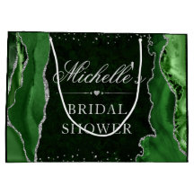Ducha de Novia de Agata Brillante Verde y Plateado
