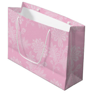 Bolsa De Regalo Grande Ducha de Novia de Encaje Floral Rosa