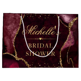 Bolsa De Regalo Grande Ducha de Novia de Mármol con Brillo Rojo y Dorado