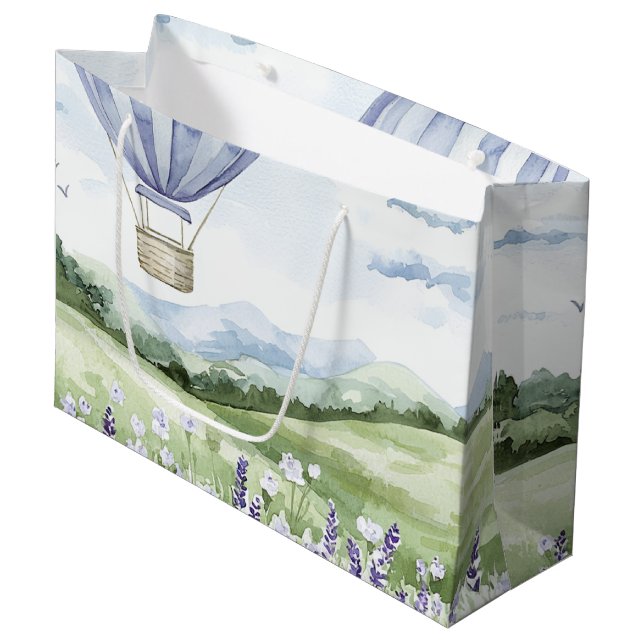 Bolsa De Regalo Grande Ducha de Novia Floral con Globo Aerostático de Lav (Angulo Anverso)
