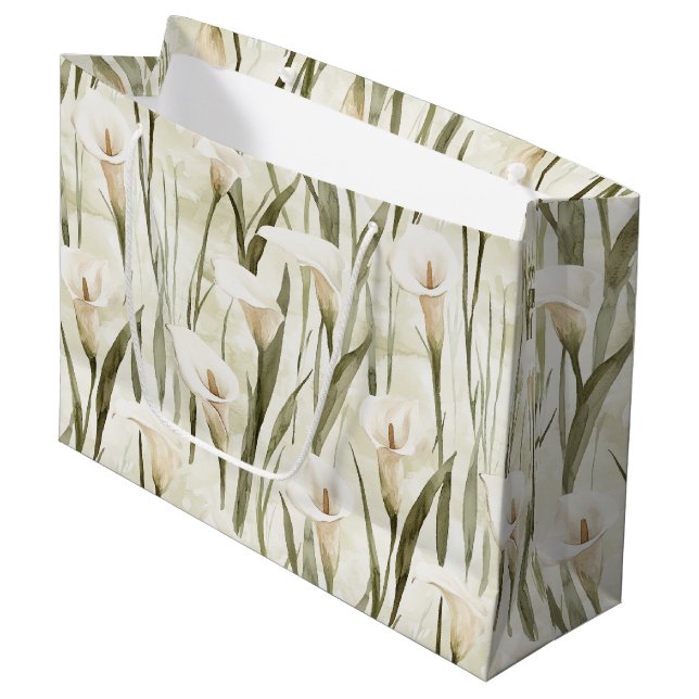 Bolsa De Regalo Grande Ducha de novia floral de Calla blanca Lily (Angulo Anverso)