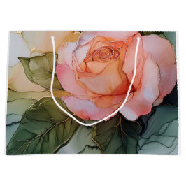 Bolsa De Regalo Grande Ducha de Novia Floral Rosa Melocotón