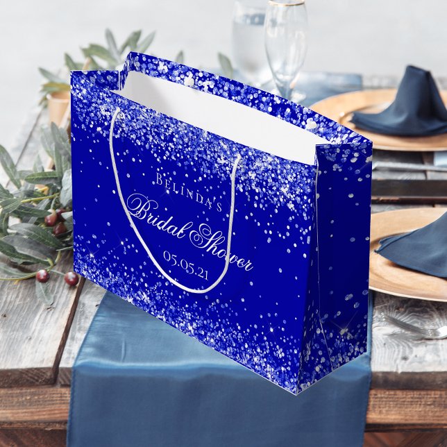 Bolsa De Regalo Grande Ducha de novia nombre azul real boda (Subido por el creador)