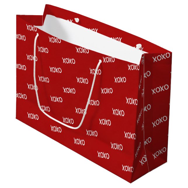 Bolsa De Regalo Grande Ducha de Novia Rojo Blanco XOXO (Angulo Anverso)