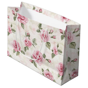 Bolsa De Regalo Grande Ducha Nupcial de Rosas Rosadas Hermosas