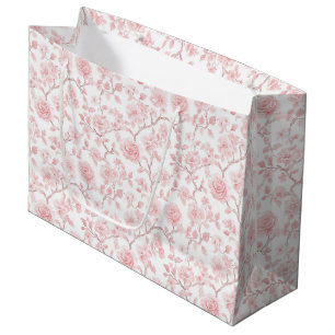 Bolsa De Regalo Grande Ducha Nupcial Floral de Rosas Rosadas