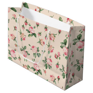Bolsa De Regalo Grande Ducha Nupcial Floral de Rosas Rosadas Lindas