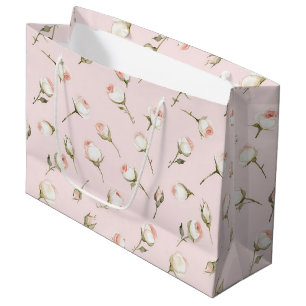 Bolsa De Regalo Grande Ducha Nupcial Floral Rosas Blancas Rosadas Lindas