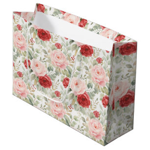 Bolsa De Regalo Grande Ducha Nupcial Floral Rosas Rojas Rosadas
