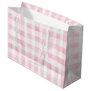 Bolsa De Regalo Grande Ducha Nupcial Hermosa Rayas de Cuadros Rosados Bla
