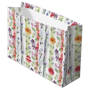 Bolsa De Regalo Grande Duche de Novia de Flores y Rayas Purpura Rojo Nara