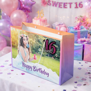 Bolsa De Regalo Grande Dulce foto morada de 16 años
