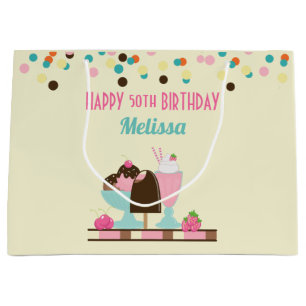 Bolsa De Regalo Grande Dulce helado Sundae y flor de fresa