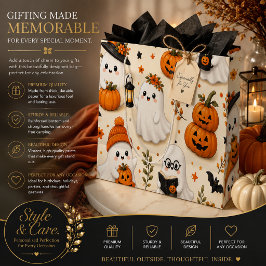 Bolsa De Regalo Grande Dulce Patrón de Fantasma y Calabaza de Halloween