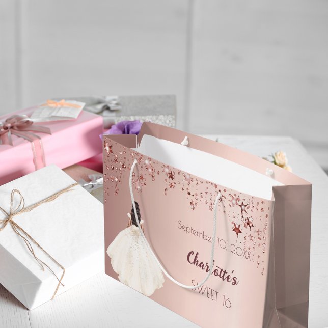 Bolsa De Regalo Grande Dulce vestido de marfil de 16 estrellas doradas ro (Subido por el creador)