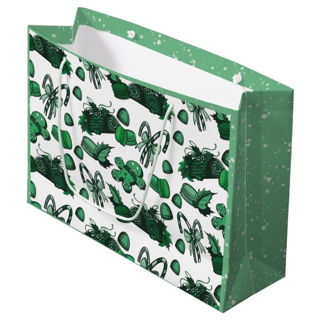 Bolsa De Regalo Grande Dulces Navideños - Menta (Sólido) (Angulo Anverso)