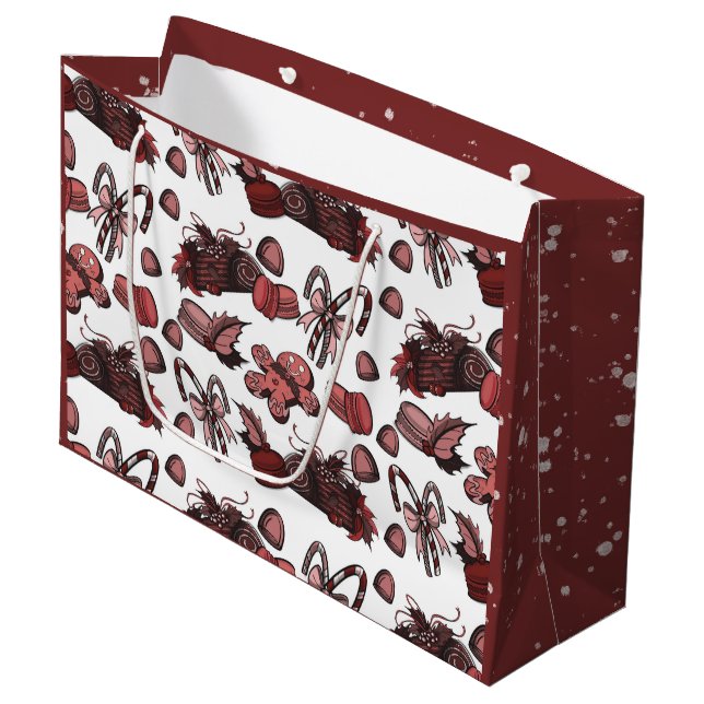 Bolsa De Regalo Grande Dulces Navideños- Menta (Sólido) (Angulo Anverso)
