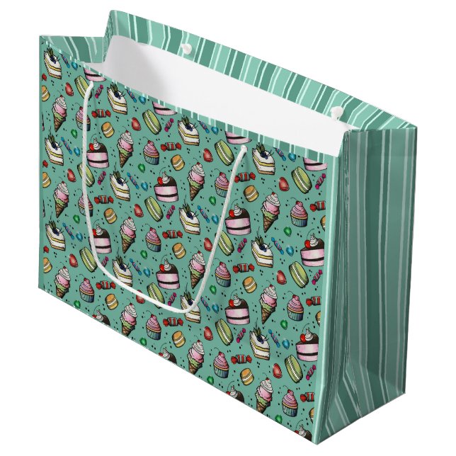 Bolsa De Regalo Grande Dulces Retro - Turquesa (Angulo Anverso)
