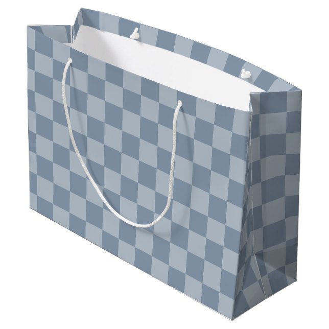 Bolsa De Regalo Grande Dusty Blue Checkerboard (Angulo reverso)