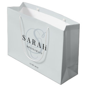 Bolsa De Regalo Grande Dusty Blue Monogram Personalizada Bridesmaid