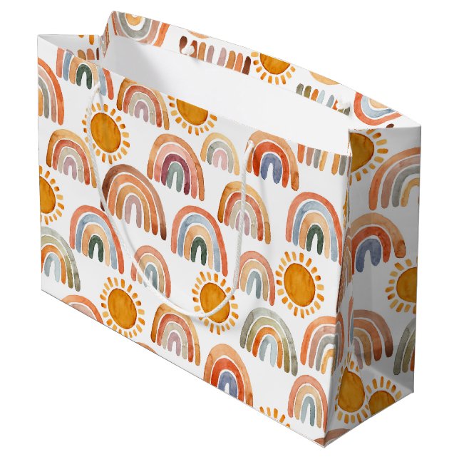 Bolsa De Regalo Grande Earthy Modern Boho Rainbow and Sun (Angulo reverso)