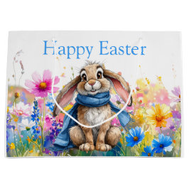 Bolsa De Regalo Grande Easter Bunny blue scarf Happy Easter