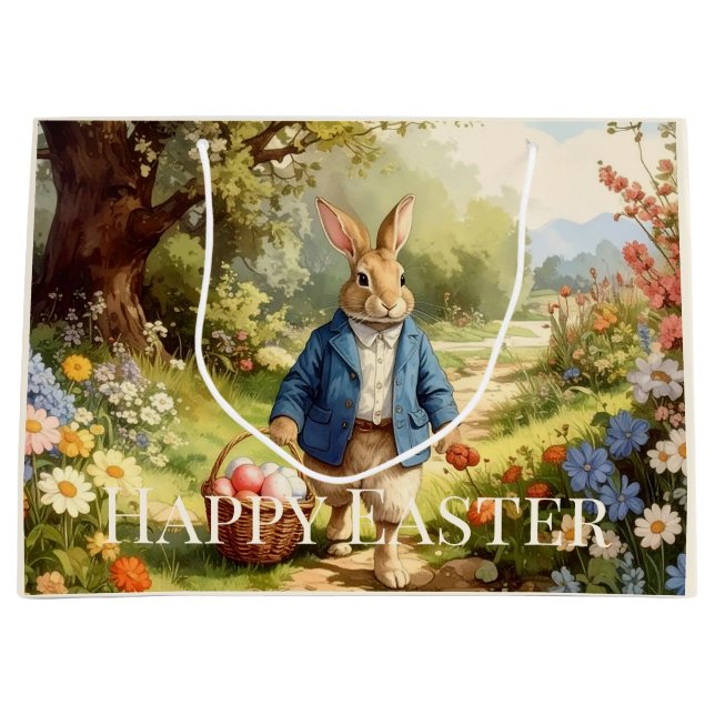Bolsa De Regalo Grande Easter Bunny Collecting Easter Eggs (Anverso)