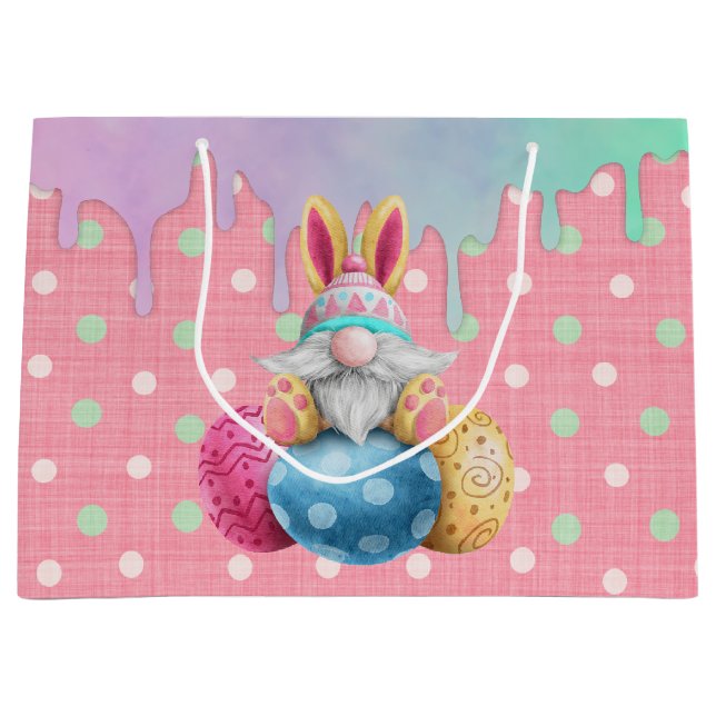 Bolsa De Regalo Grande Easter Gnome Polkadot Eggs Icing Drips (Anverso)