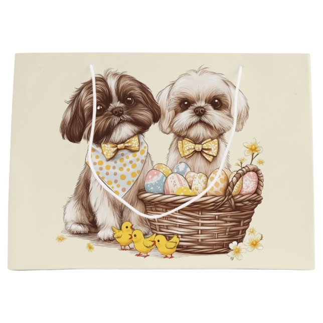 Bolsa De Regalo Grande Easter Shih Tzu Dogs (Anverso)