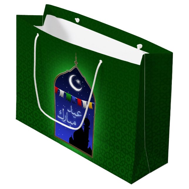 Bolsa De Regalo Grande Eid Mubarak Garland Moon (Angulo Anverso)