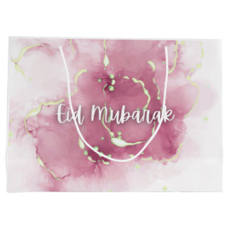 Bolsa De Regalo Grande Eid Mubarak/Happy Eid Gift Bag Guión De Mármol Ros