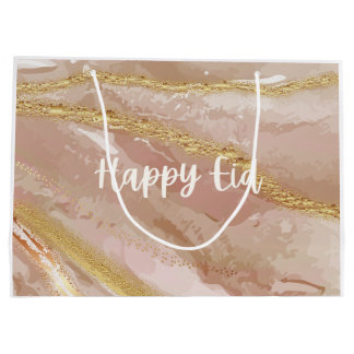 Bolsa De Regalo Grande Eid Mubarak/Happy Eid Marble Pink Regalo Guión 
