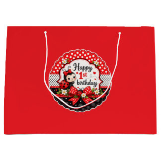 Bolsa De Regalo Grande El 1er Cumpleaños de la pequeña mariquita
